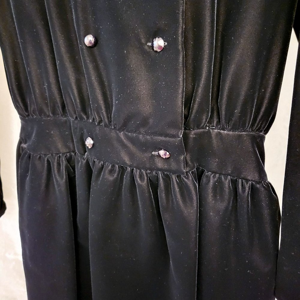 RARE Vintage Valentino Black Velvet Midi Dress, Italian size 44 - Picture 9 of 15
